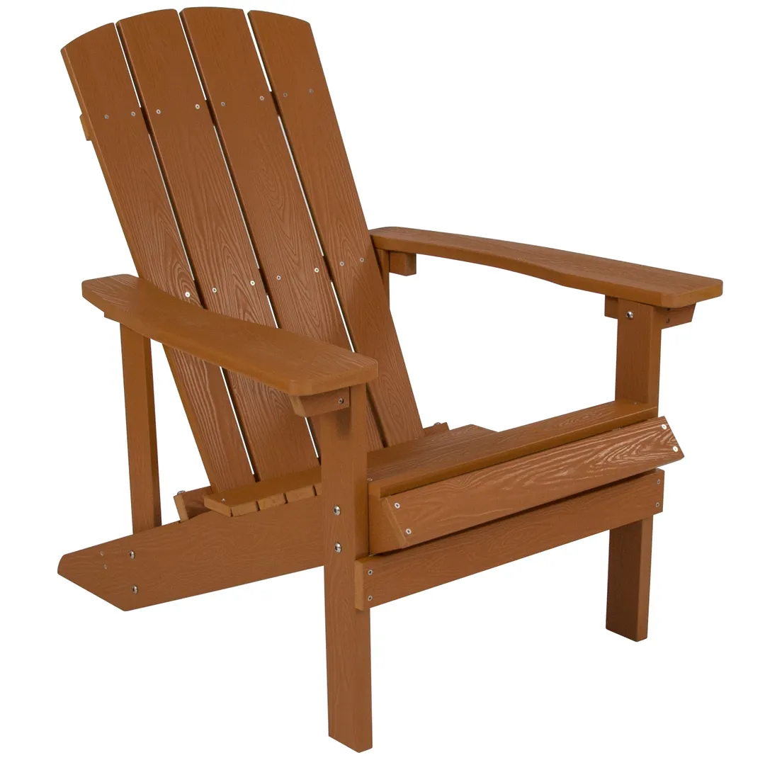 Flash Furniture JJ-C14501-TEAK-GG Adirondack Chair, 350 lb. Capacity, Teak Weather-Resistant Polystyrene Frame