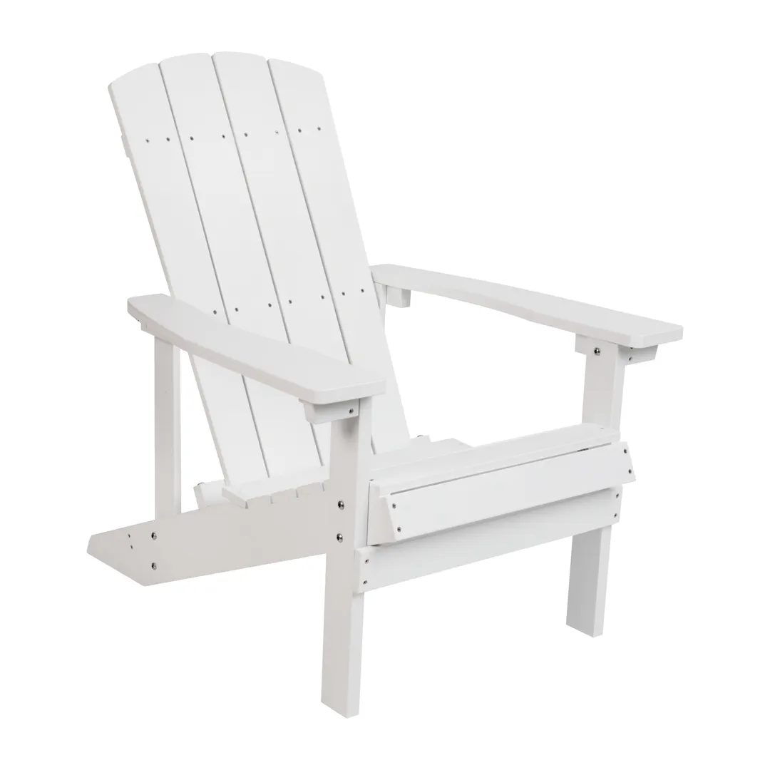 Flash Furniture JJ-C14501-WH-GG White Adirondack Chair, 350 lb. Capacity, Weather-Resistant Polystyrene
