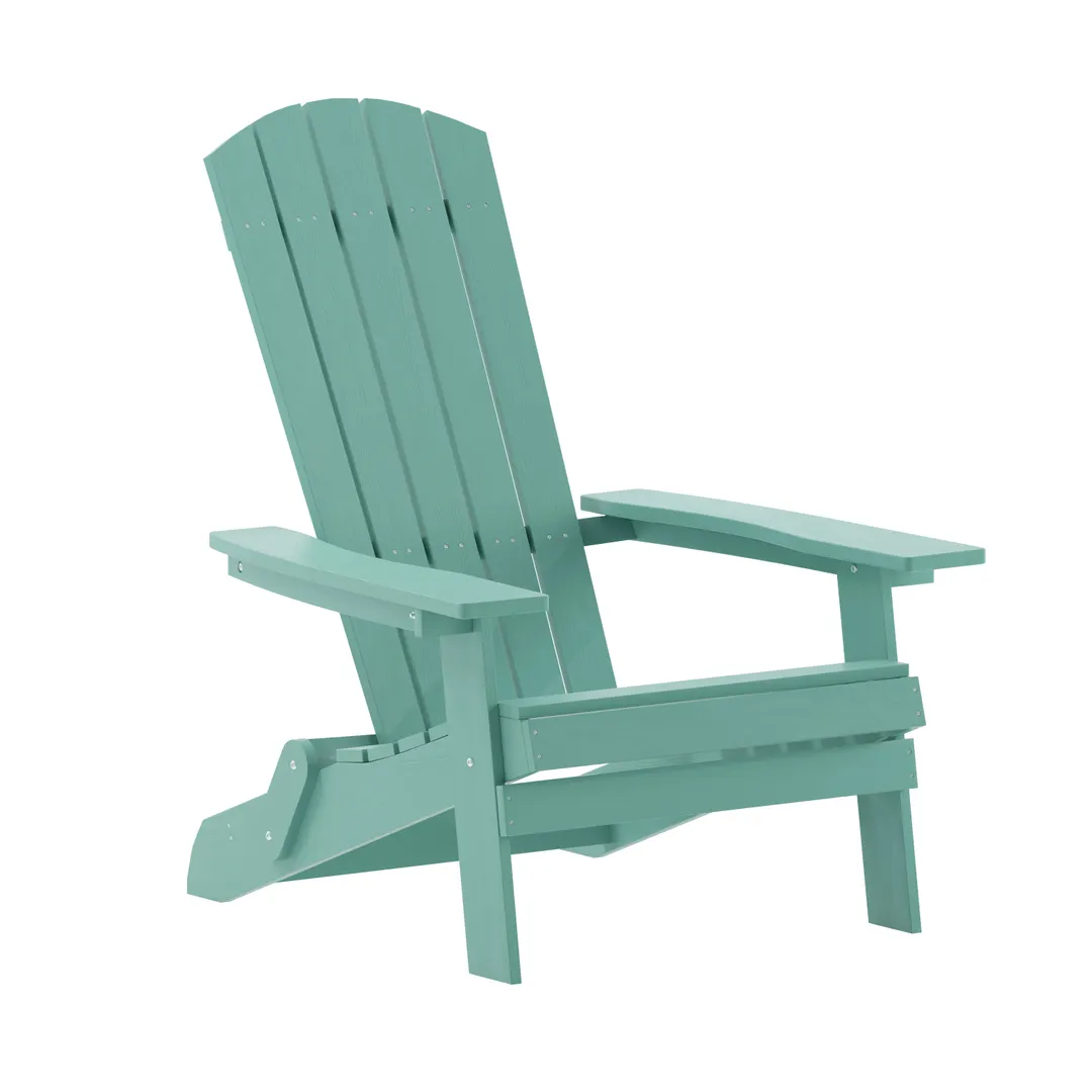 Flash Furniture JJ-C14505-SFM-GG Folding Adirondack Chair, 350 lb. Weight Capacity, Poly Resin Frame, Sea Foam