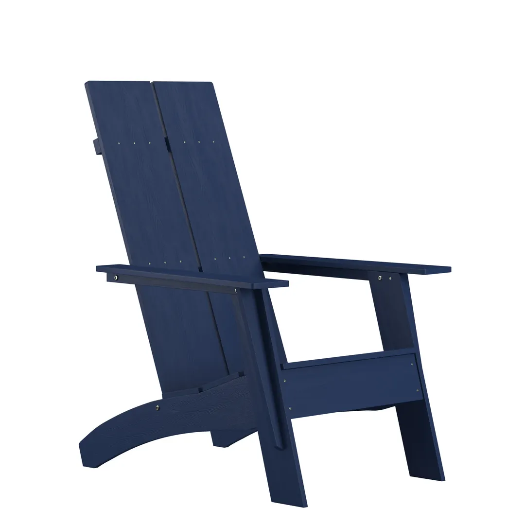 Flash Furniture JJ-C14509-NV-GG Sawyer Modern Adirondack Chair, Navy, All-Weather Poly Resin Wood