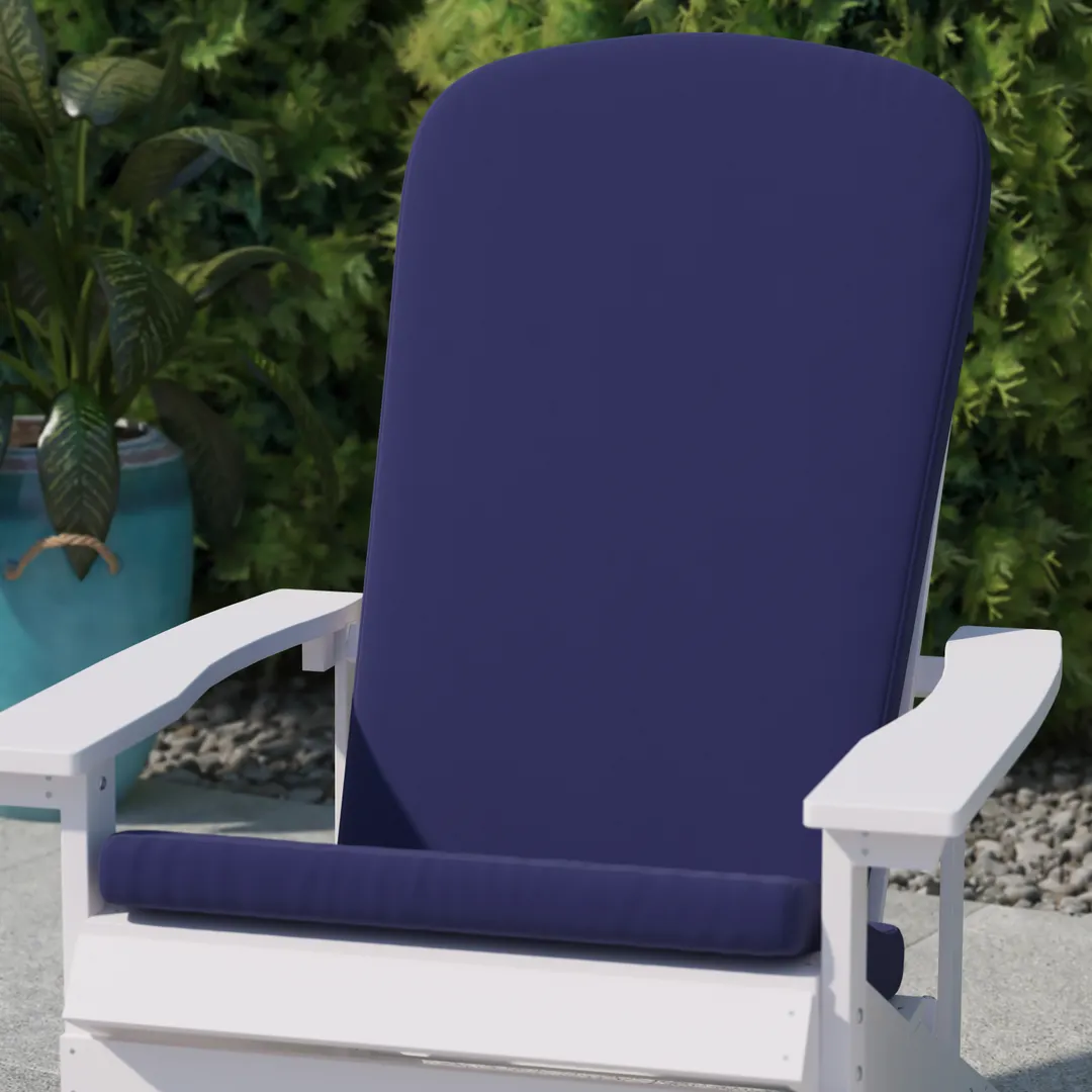 Flash Furniture JJ-CSN14501-BL-2-GG Charlestown Adirondack Chair Cushion, Blue Polyester Fabric, 2" Thick Foam, Rear Elastic Strap, Sold per Set