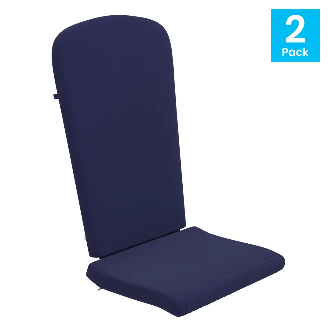 Flash Furniture JJ-CSN14501-BL-2-GG Charlestown Adirondack Chair Cushion, Blue Polyester Fabric, 2" Thick Foam, Rear Elastic Strap, Sold per Set