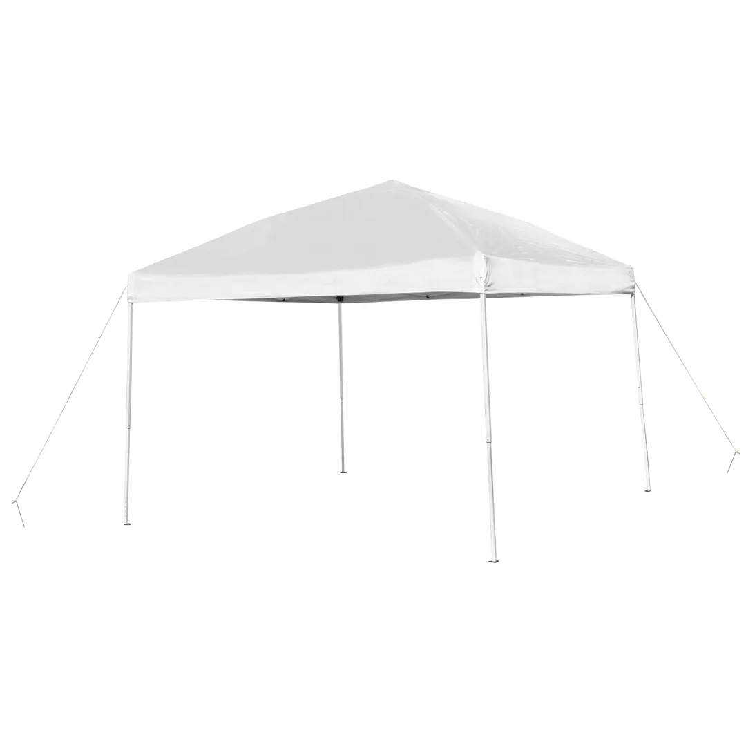 Flash Furniture JJ-GZ1010-WH-GG 10'x10' Pop-up Canopy Tent, White, Water and UV Resistant, Powder Coated Legs
