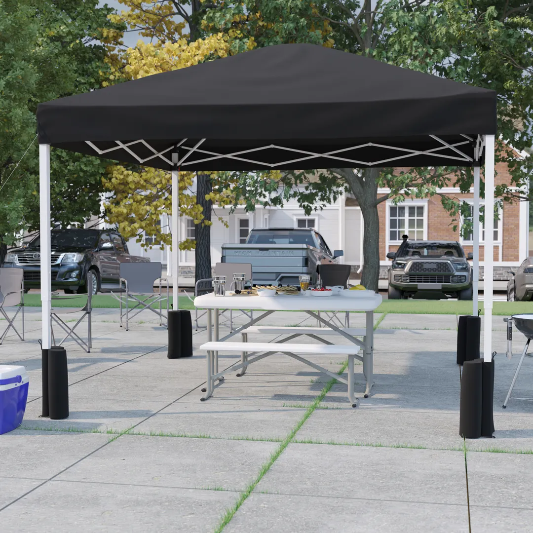 Flash Furniture JJ-GZ1010PKG-BK-GG 10'x10' Pop-up Canopy Tent, Black, Wheeled Case, UV Resistant