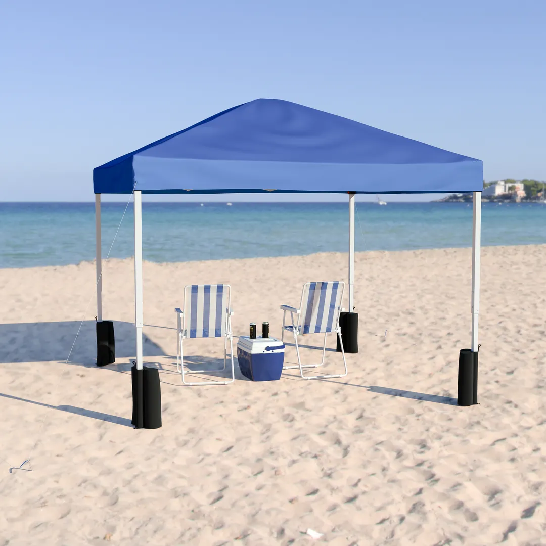 Flash Furniture JJ-GZ1010PKG-BL-GG 10'x10' Pop-up Canopy Tent, Blue, Wheeled Case, UV Resistant