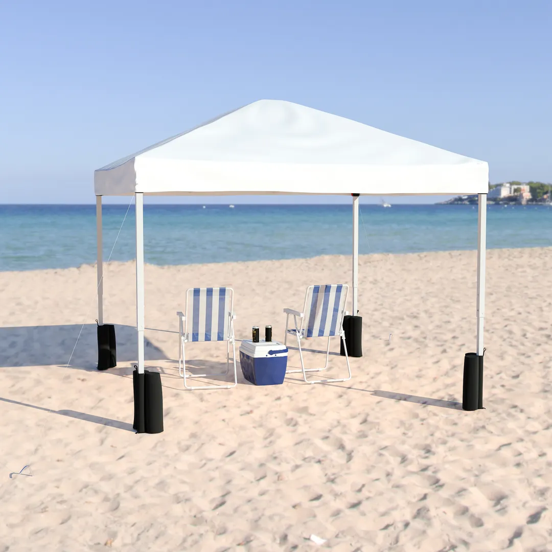 Flash Furniture JJ-GZ1010PKG-WH-GG 10'x10' Pop-up Canopy Tent, Wheeled Case, Water/UV Resistant, White