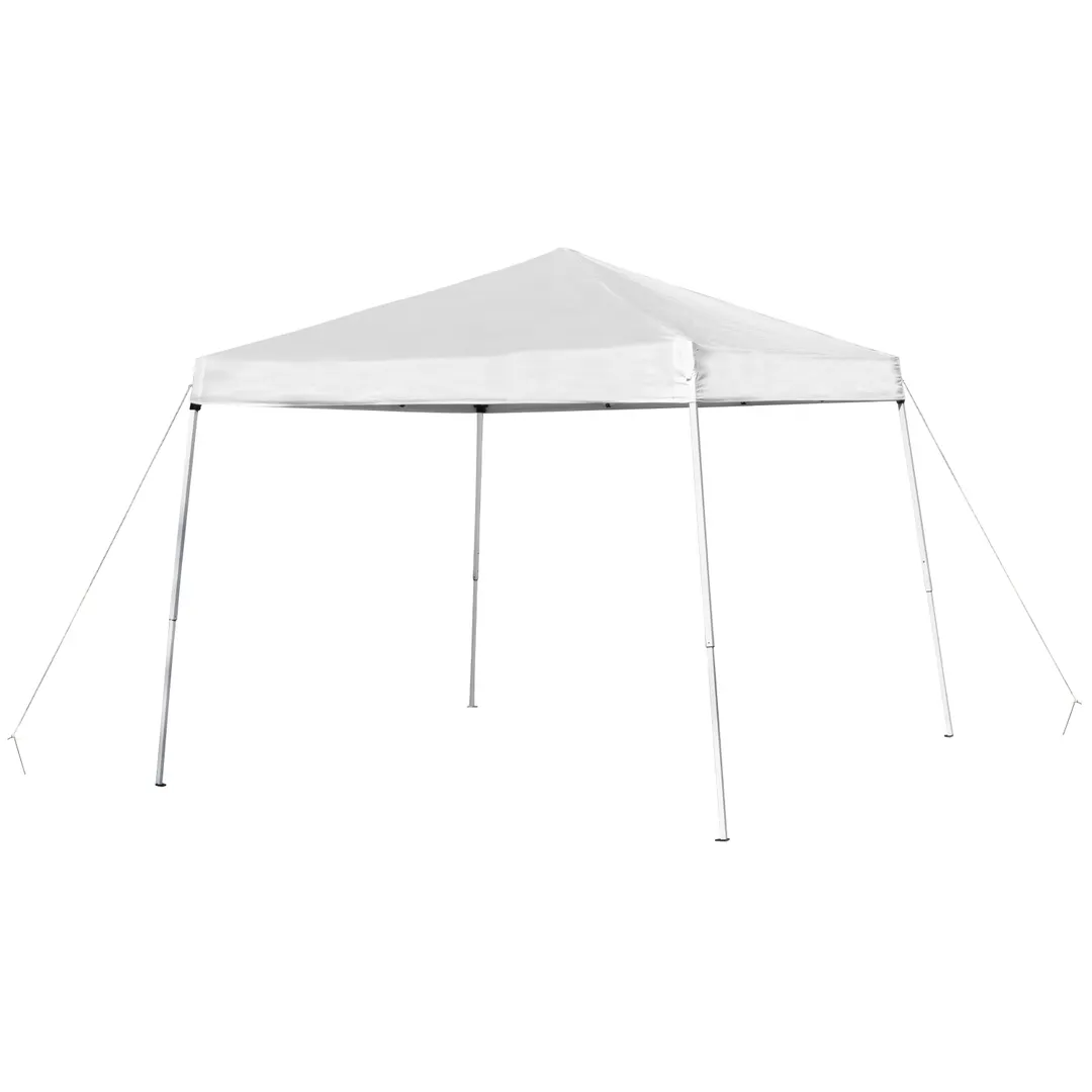 Flash Furniture JJ-GZ88-WH-GG 8'x8' Pop-up Canopy Tent, White, Water and UV Resistant, Powder Coated Legs