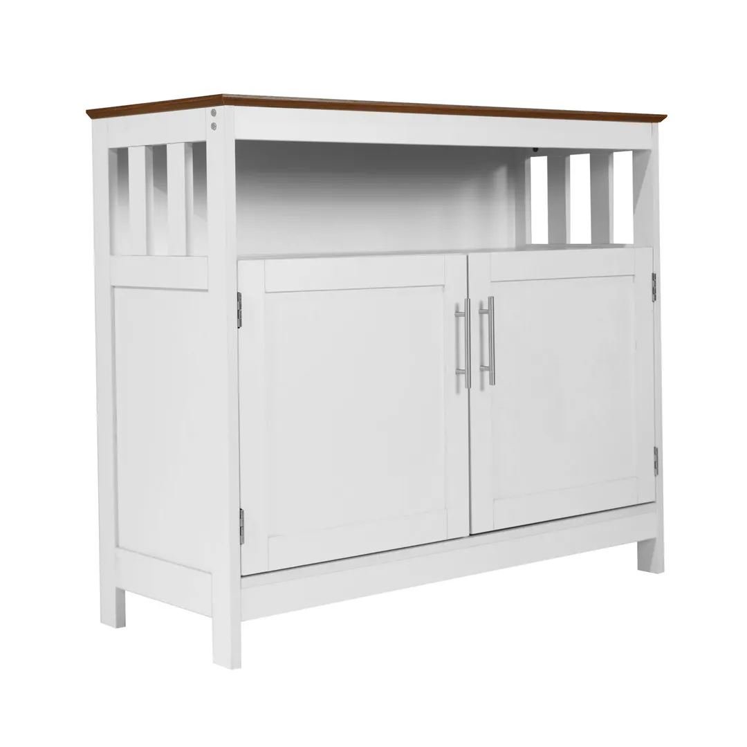 Flash Furniture NAN-F-HY-B23108-WHWAL-GG Mayfield Classic 40 Buffet Cabinet, White with Walnut Finish Top