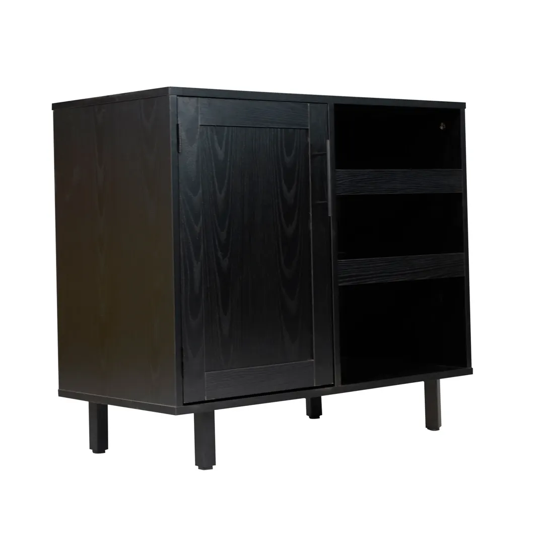 Flash Furniture NAN-F-HY-B23113-BLK-GG Elmont Classic Bar Cabinet, Shaker Style Single Door, Black Finish