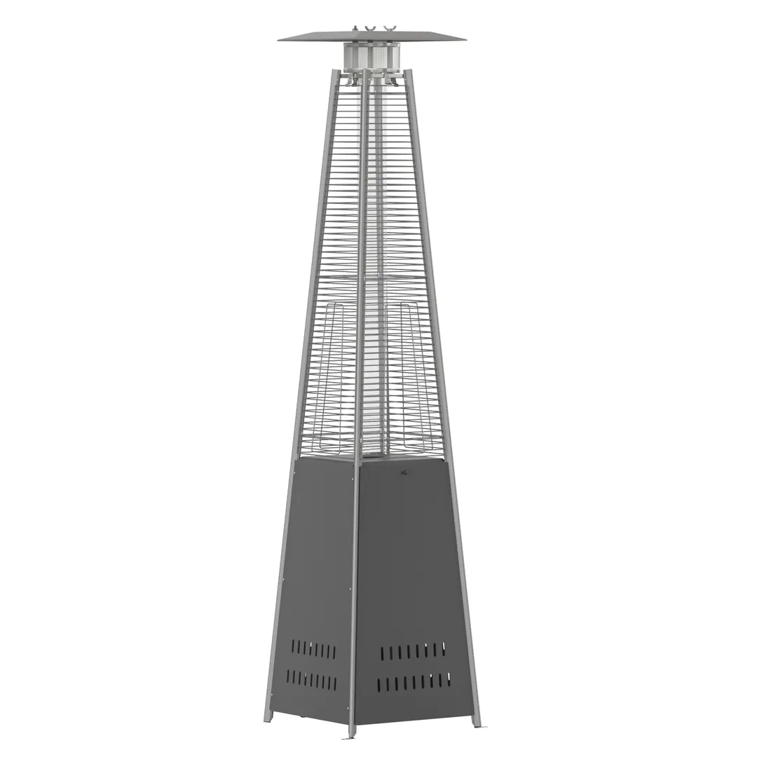 Flash Furniture NAN-FSDC-01-GY-GG Sol Patio Outdoor Propane Heater, 42,000 BTU, Stainless Steel, Slate Gray, with Wheels