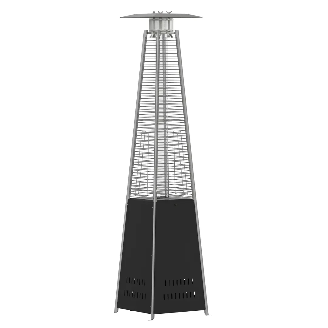 Flash Furniture NAN-FSDC-02-BK-GG Sol Patio Outdoor Propane Heater, 42,000 BTU, Stainless Steel, Black, with Wheels