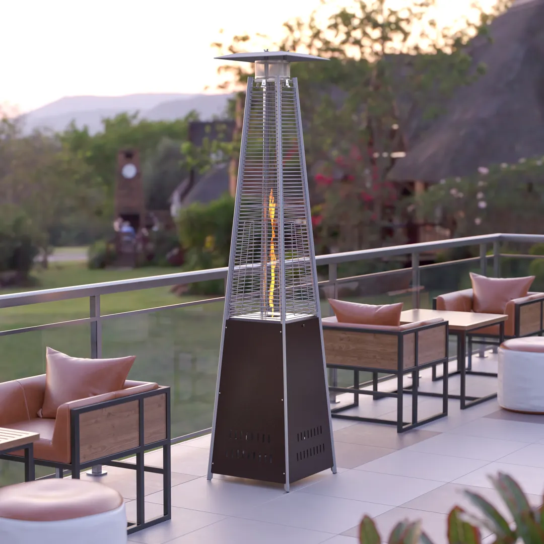 Flash Furniture NAN-FSDC-02-BR-GG 90" Outdoor Patio Heater, 42,000 BTU, Brown, Stainless Steel, Gas