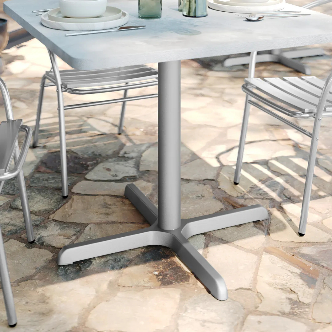 Flash Furniture XU-T3030-SLV-GG Beverly Table Base, 30x30, Bar Height, Cast Iron, Silver Finish