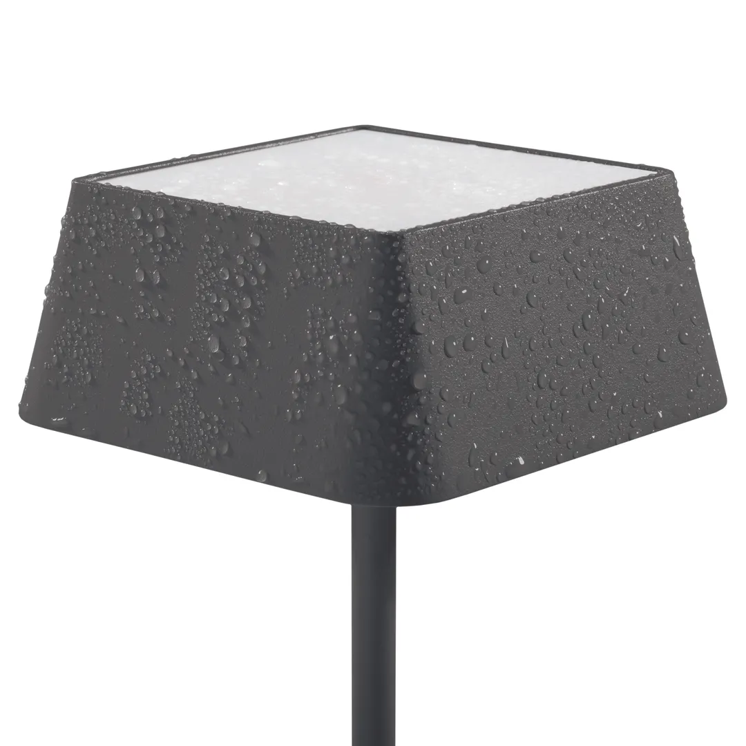 Original Wood Seating SQUARE-DARK GREY Table Lamp – Wireless Charging, IP65, 181 lm LED Dimmer, Finish
