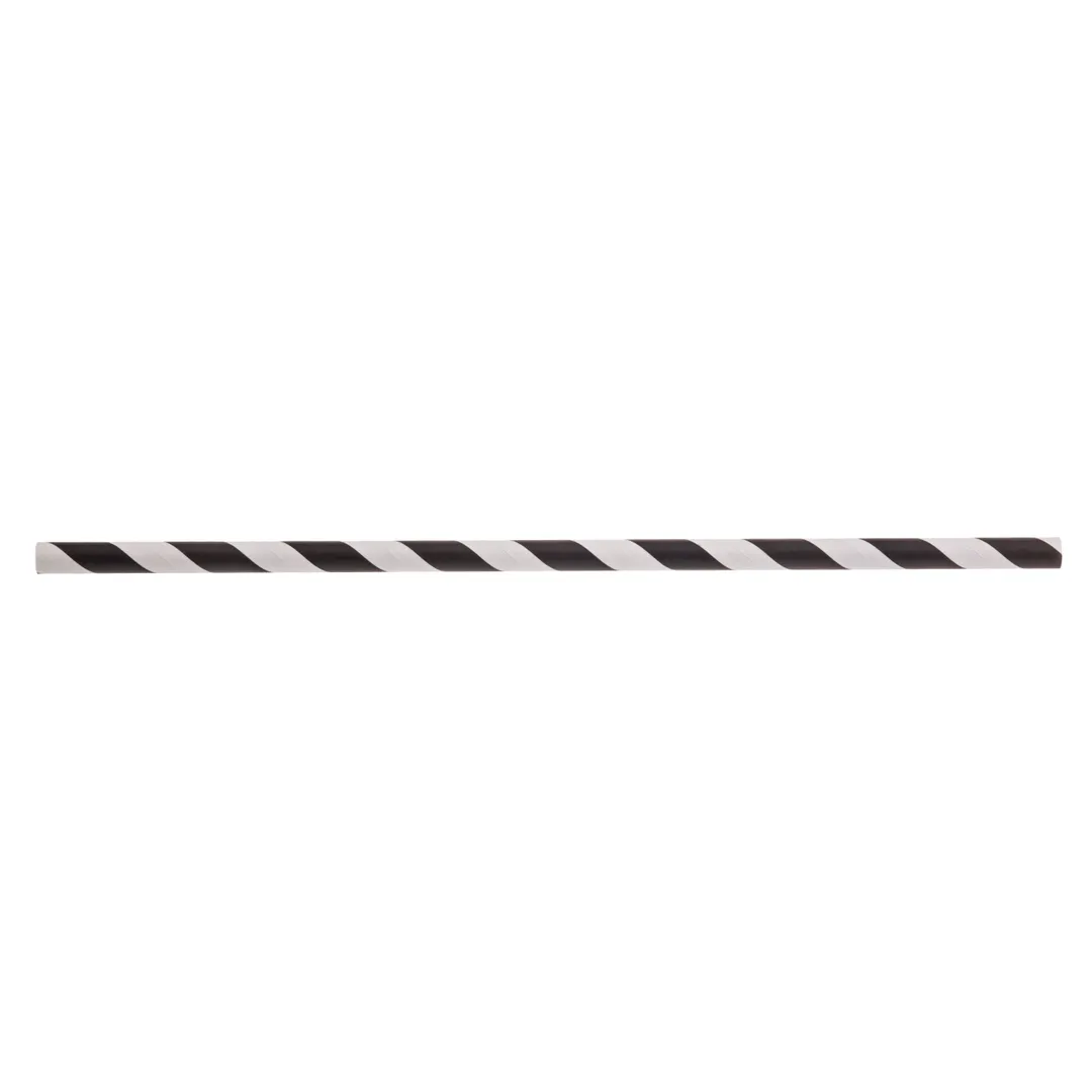 TableCraft Products 100113 - 7-3/4" Paper Straws, 6mm Thick, Black Striped, Wrapped, 500/Pack