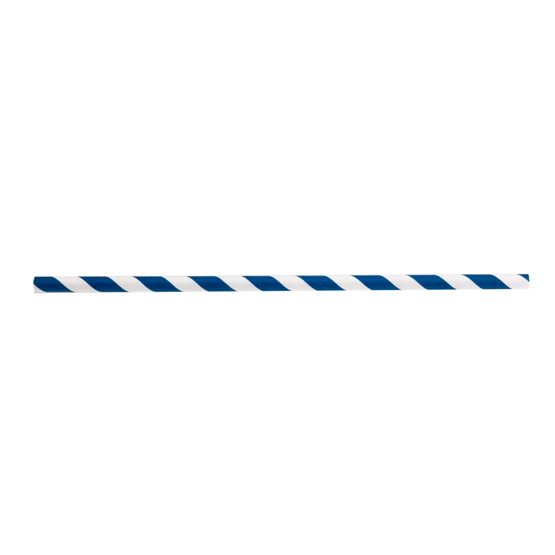 TableCraft Products 100121 Blue Striped Paper Straws, 7-3/4"L, 6mm Thick - 500/Pack