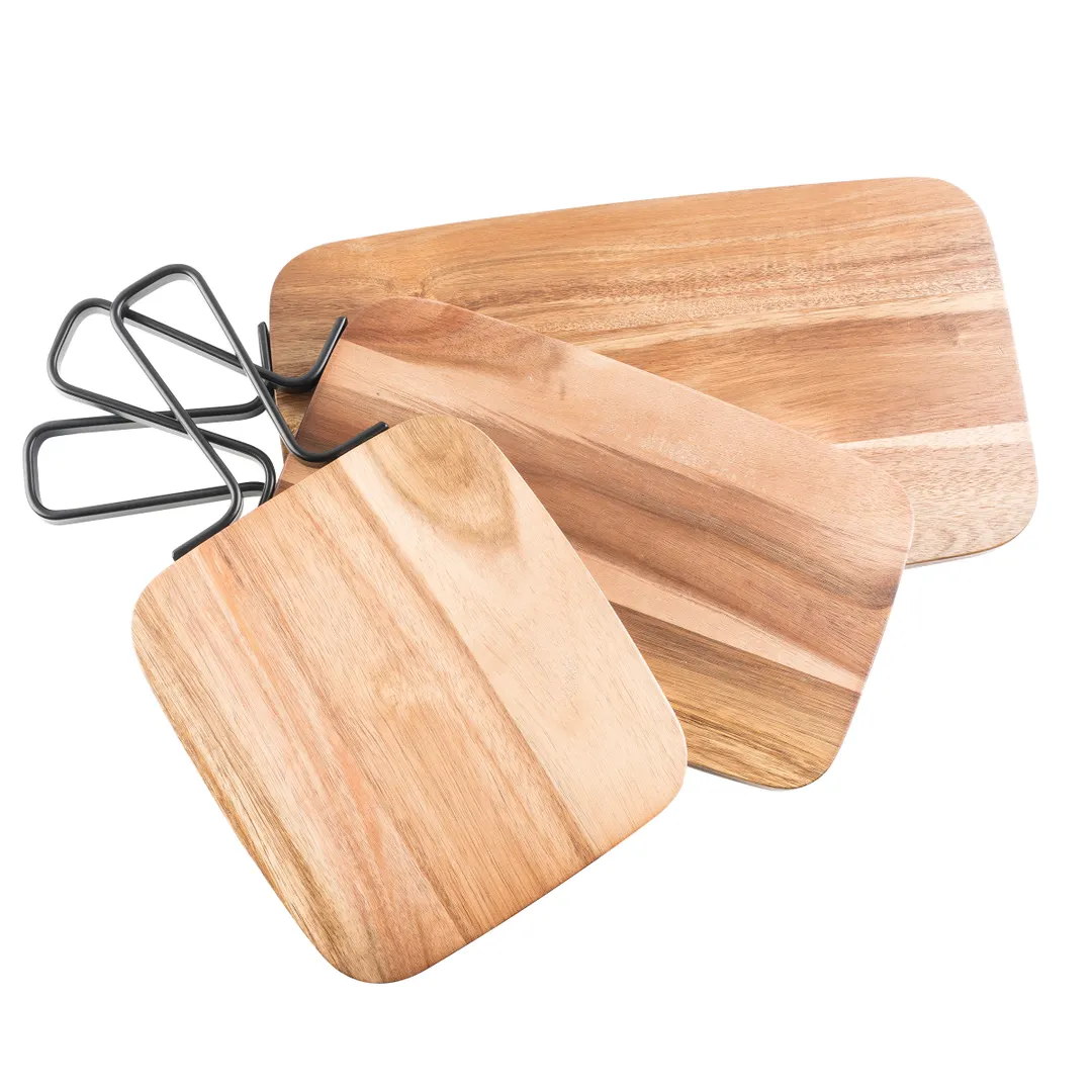 TableCraft 10076 Serving Paddle Tray, 9-1/8"W x 8-1/4"D, 14" OAL, Acacia Wood, Light Brown, Handle