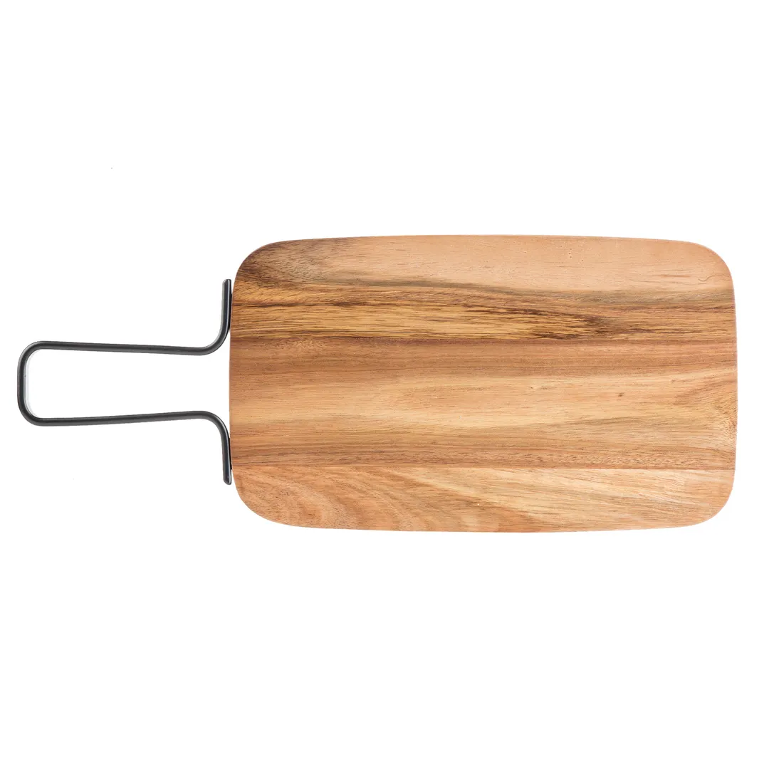 TableCraft Products 10078 Paddle Tray, 15-1/8" x 8-3/8" Rectangular Acacia Wood, Light Brown Handle