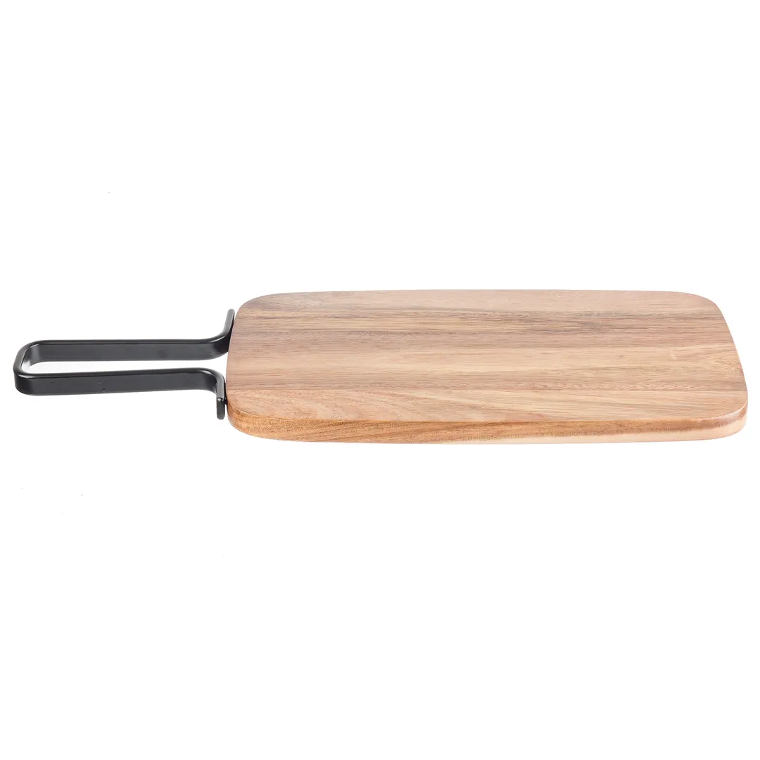 TableCraft Products 10078 Paddle Tray, 15-1/8" x 8-3/8" Rectangular Acacia Wood, Light Brown Handle