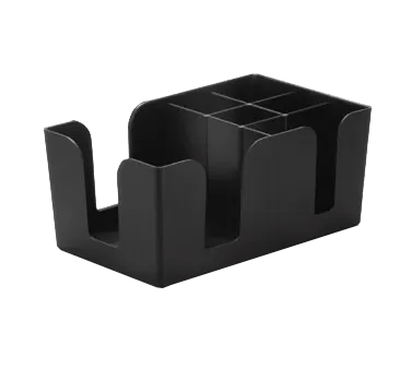 TableCraft Products 101 Bar Caddy, 9-1/2" x 5-3/4" x 4", 6 Compartments, ABS Plastic, Black