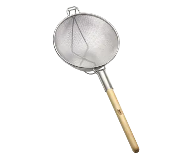 TableCraft 1023 Mesh Strainer – 11-3/4" Dia., 11" Bowl, Double Mesh, Tin Plated, Wooden Handle