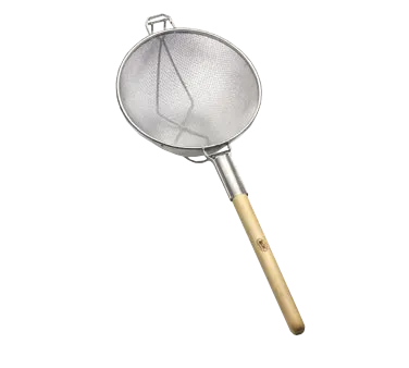 TableCraft Products 1024 Mesh Strainer – 13-3/4" Dia., Double Mesh, Tin Plated, Wooden Handle