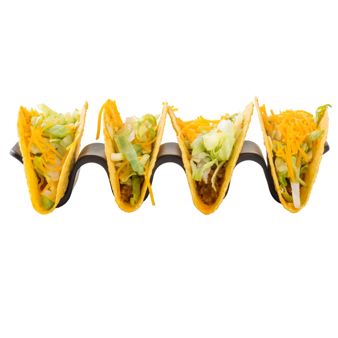 TableCraft Products 10279BK Taco Taxi, 9-3/8" x 2-1/4" x 1-5/8", Holds 3-4 Tacos, Black Plastic