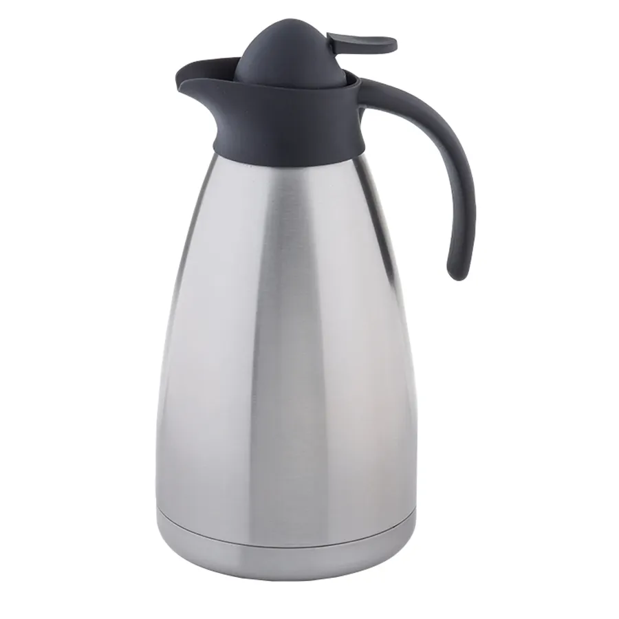 TableCraft Products 10298 Coffee Carafe, 50 oz, Stainless Steel, Vacuum Insulated, Black Plastic Lid
