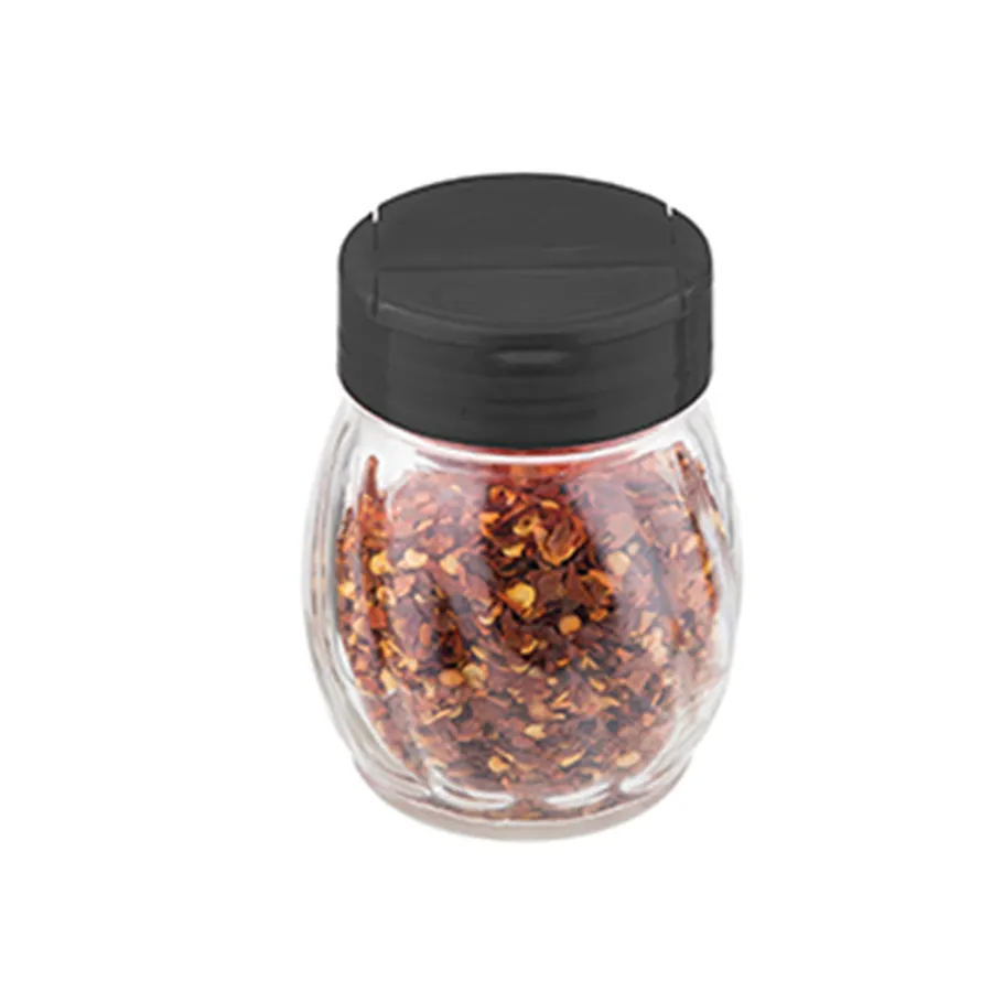 TableCraft Products 10329 - 6-9 oz Black Flip-Top Cheese & Spice Shaker, No Handle, Plastic Lid