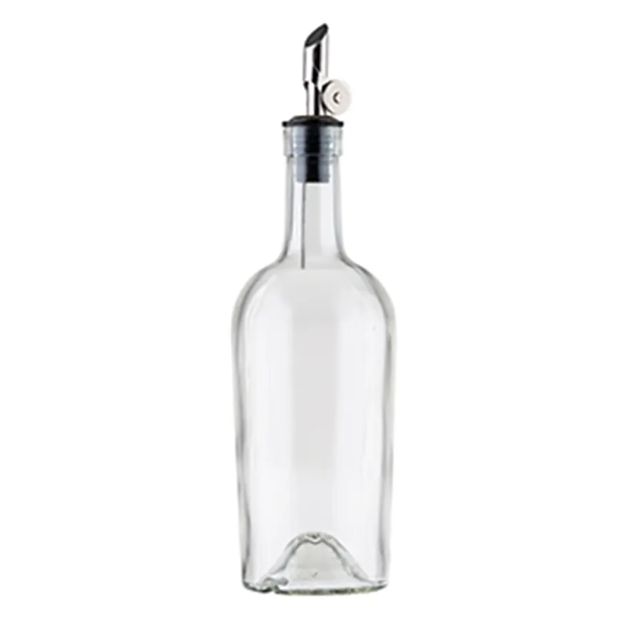 TableCraft Products 10379 Oil & Vinegar Cruet Bottle, 17-1/2 oz with Steel Pourer Kitchen Dispenser