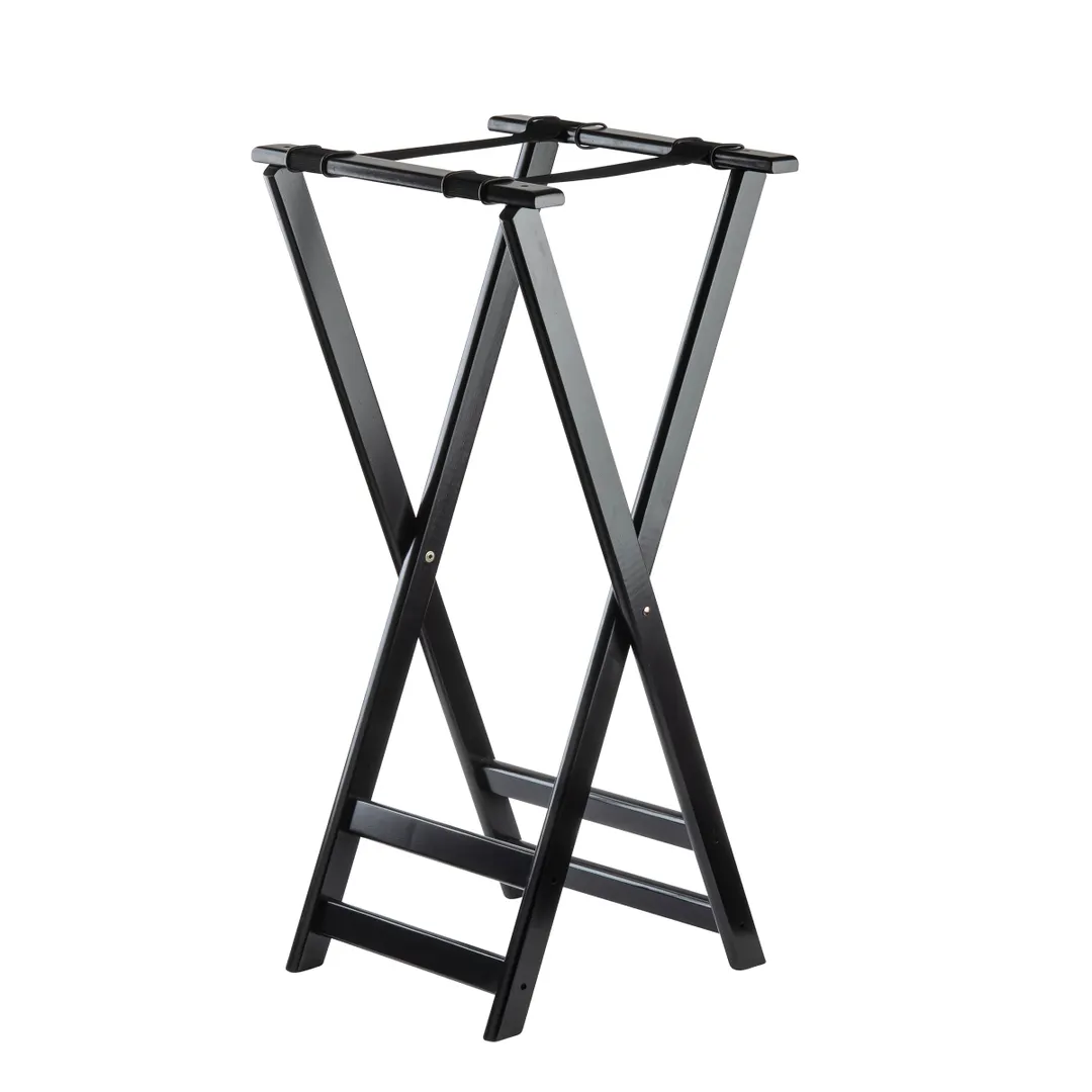 TableCraft 10399 Tray Stand – 16-5/8" x 16-1/2" x 32", Rubberwood, Black, 32" Height