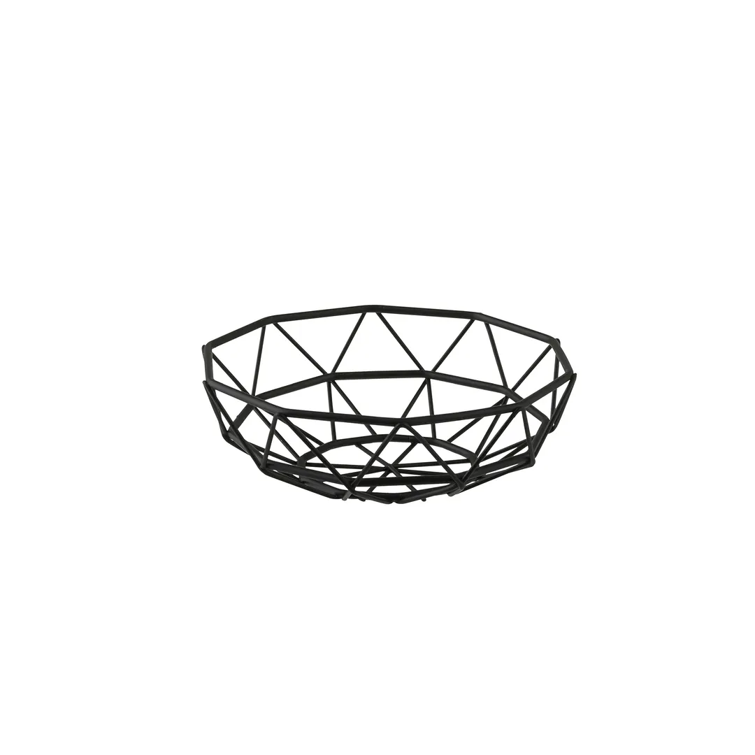 TableCraft 10462 - Delta Series 6" Round Powder Coated Steel Food Display Basket, 2" H, Black