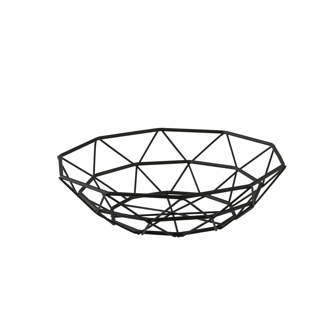TableCraft Products 10463 Delta Series Wire Basket, 8" Dia x 2" H Round Powder‑Coated Steel Black