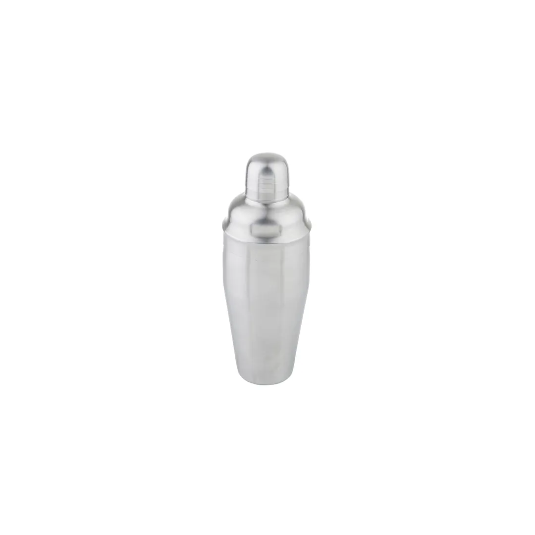 TableCraft 10469 - 24oz 3-Piece Stainless Steel Brushed Cocktail Shaker, 3-3/4" Dia. x 10" H