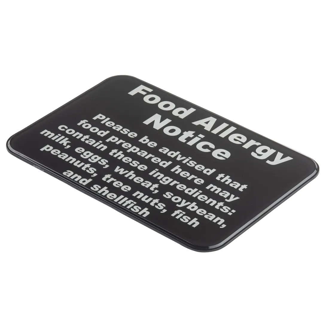 TableCraft Products 10481 - LED Allergy Warning Sign, 9" x 6", White/Black, Wall Mounted