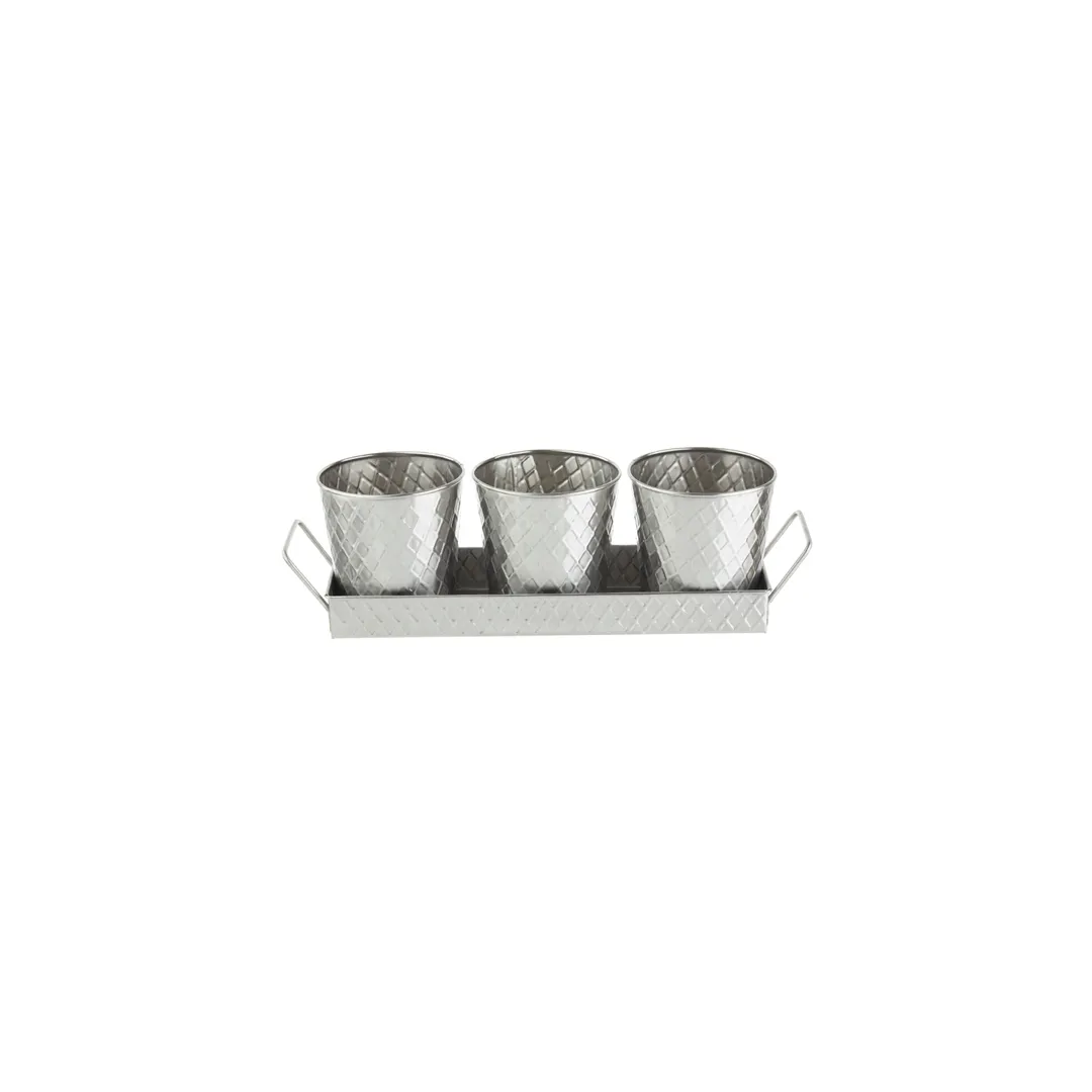 TableCraft Products 10486 - 4-Piece Lattice Display Tray, 14-5/8" x 4-1/4" x 4-1/4", Stainless Steel - 4/Set