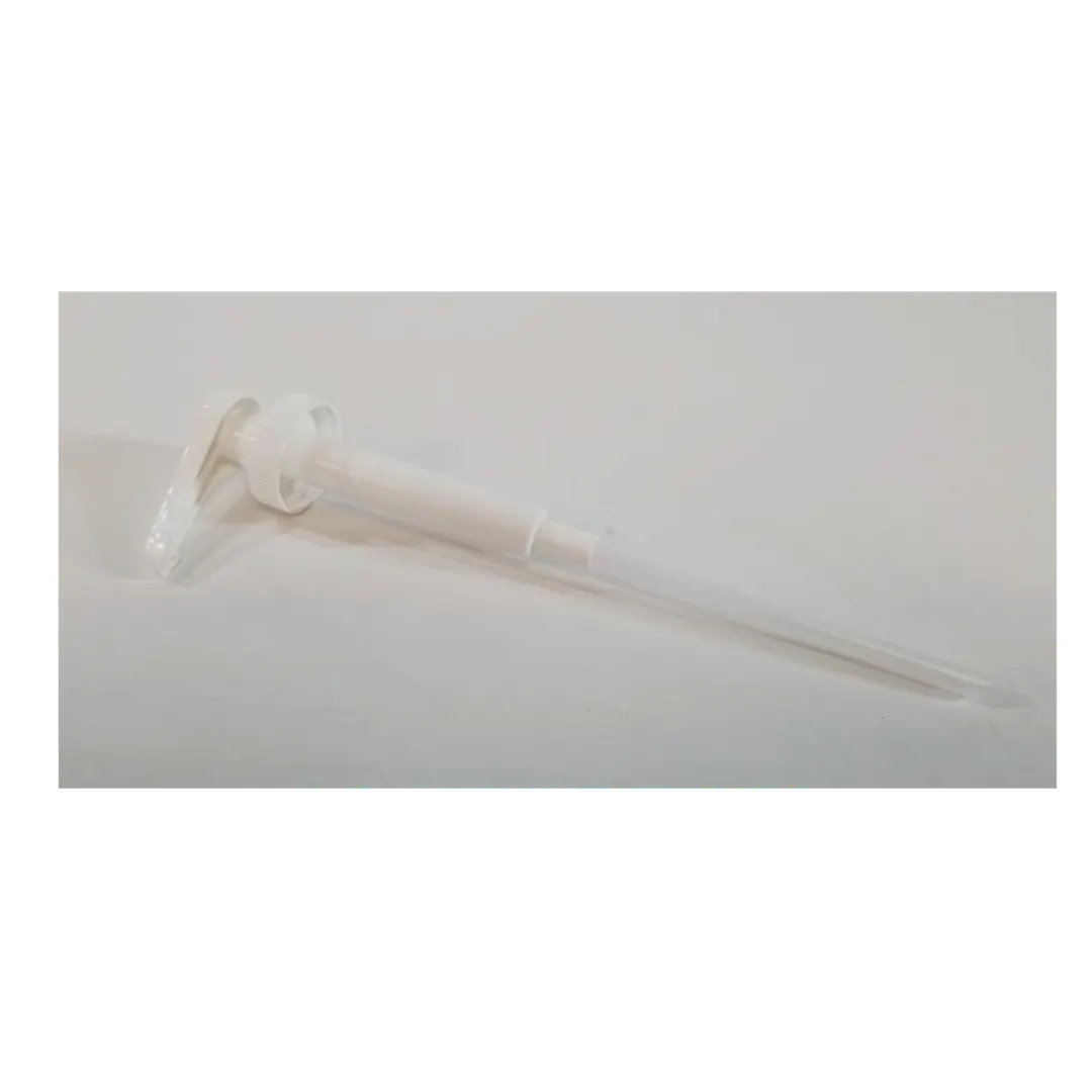 TableCraft Products 10526 - Syrup Pump, 1/4 Oz, 9-1/4" Dip Tube, 38mm Lid, White PP, Dishwasher Safe