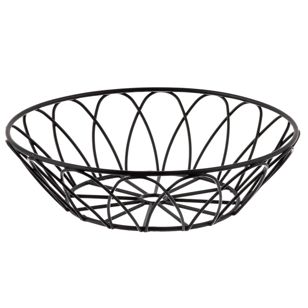 TableCraft Products 10535 - Petal Collection Metal Basket, 8" Dia. x 2" H, Black Powder Coat