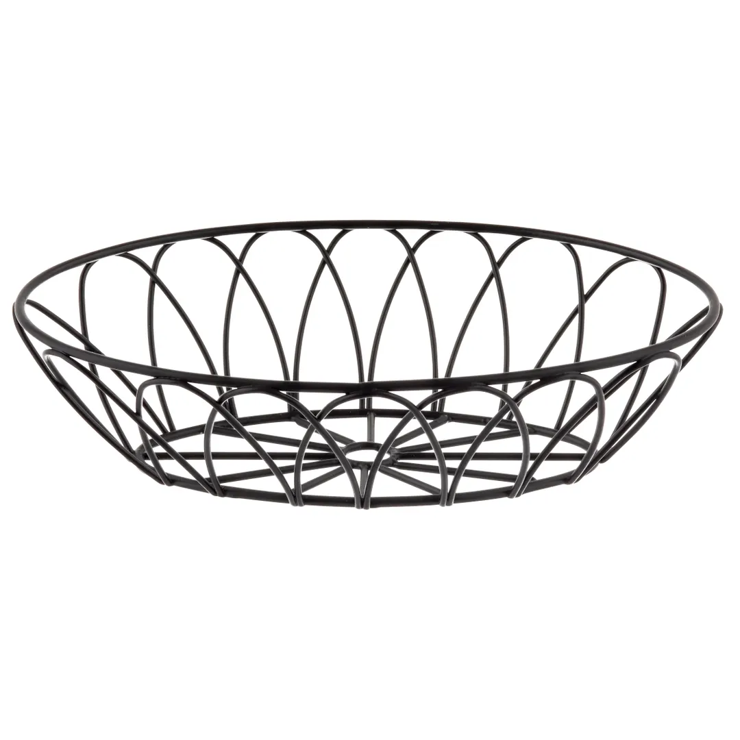 TableCraft Products 10536 - Oval Serving Basket, 9" x 6" x 2.5" Metal, Black Powder Coat Finish