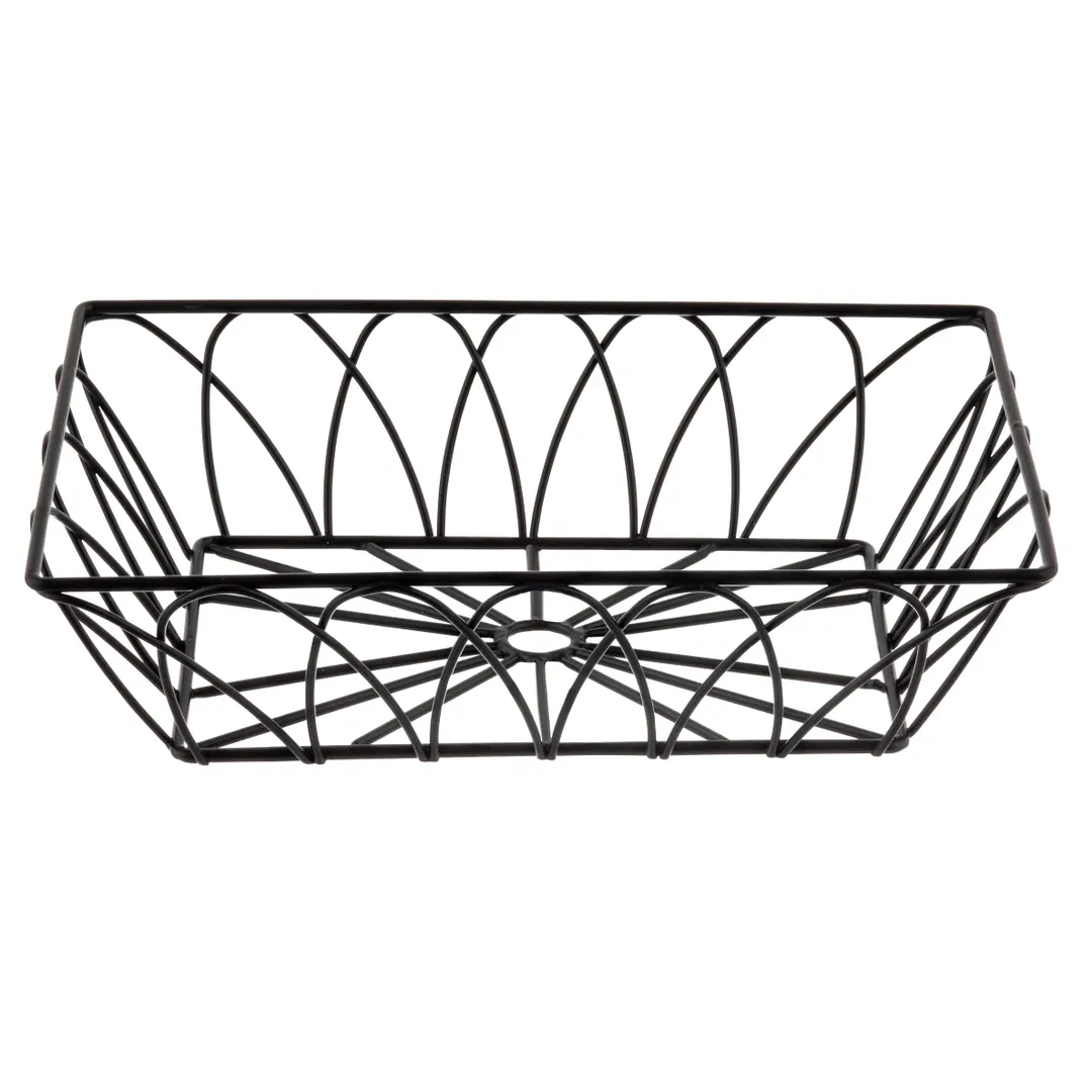 TableCraft Products 10537 Serving Basket, 9" x 6" x 2½" Rectangular Metal, Black Powder Coat Finish