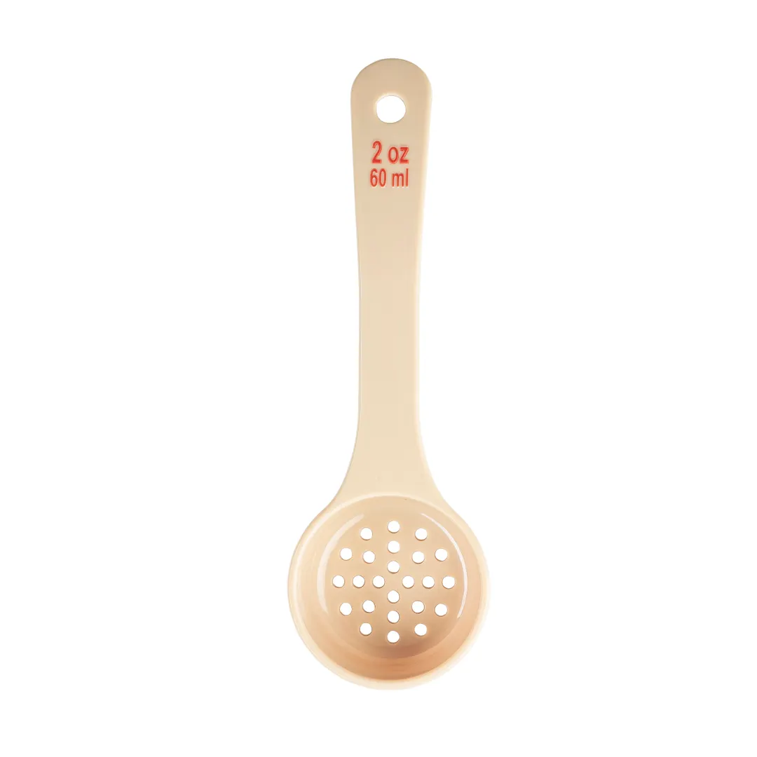 TableCraft 10643 Portion Control Spoon, 2 oz, Perforated, Polycarbonate, Beige 7.875" x 2.5" x 1", NSF