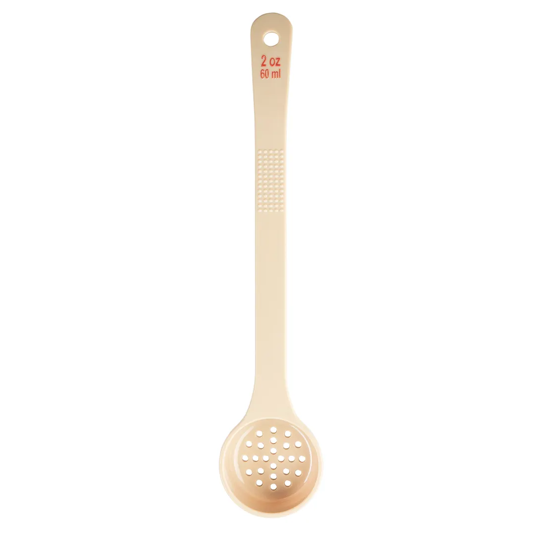 TableCraft 10645 Portion Control Spoon – 2 oz, Perforated, 12.125" x 2.5" x 1", Polycarbonate, Beige