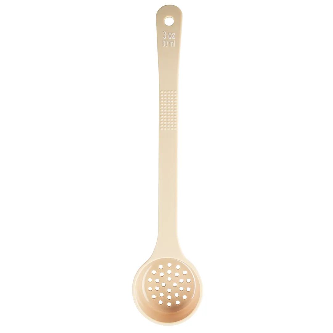TableCraft Products 10649 Portion Spoon, 3 Oz Perforated, Beige Plastic, 12.375"x2.75"x1.25",NSF