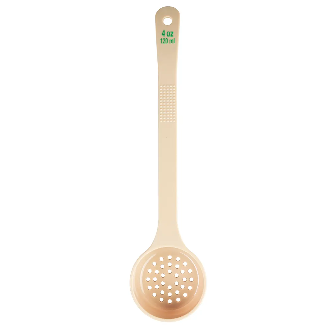 TableCraft Products 10653 Portion Control Spoon, 4 oz, Perforated, 12.6" x 3" x 1.5", PC Beige