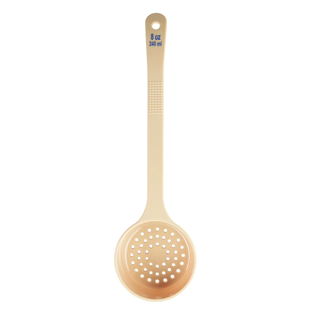 TableCraft Products 10661 8oz Perforated Portion Control Spoon, 13.375" Handle, Plastic, Beige, NSF