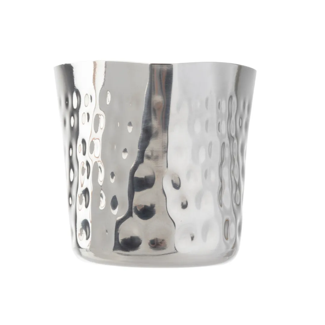 TableCraft 10678 - 13oz Stainless Steel French Fry Cup, 3-1/8" x 3-1/8" x 3-3/8", Hammered