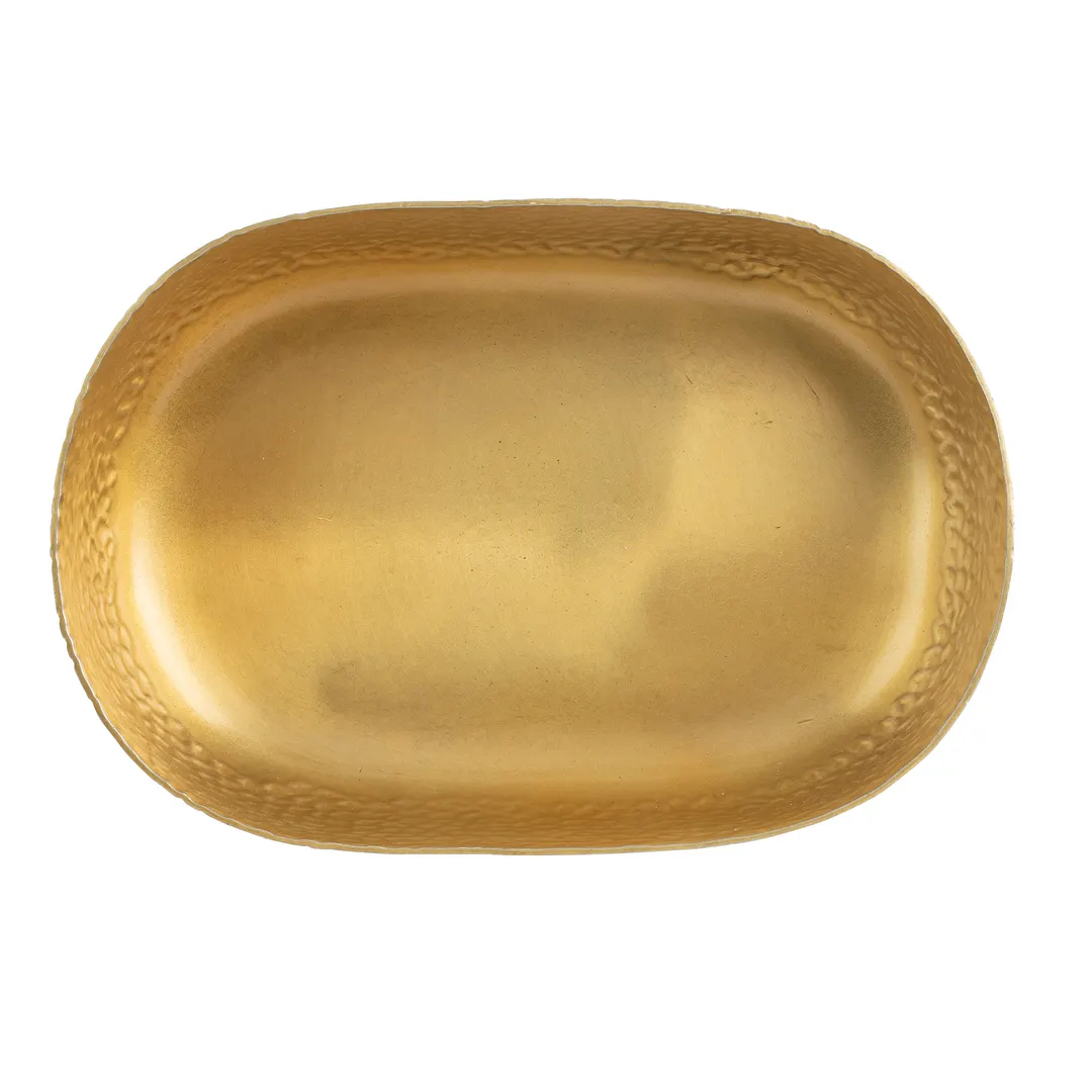 TableCraft 10704 - 2 Qt Oval Aluminum Bowl, 9-1/4" x 6-3/8" x 2-5/8", Gold Crackle