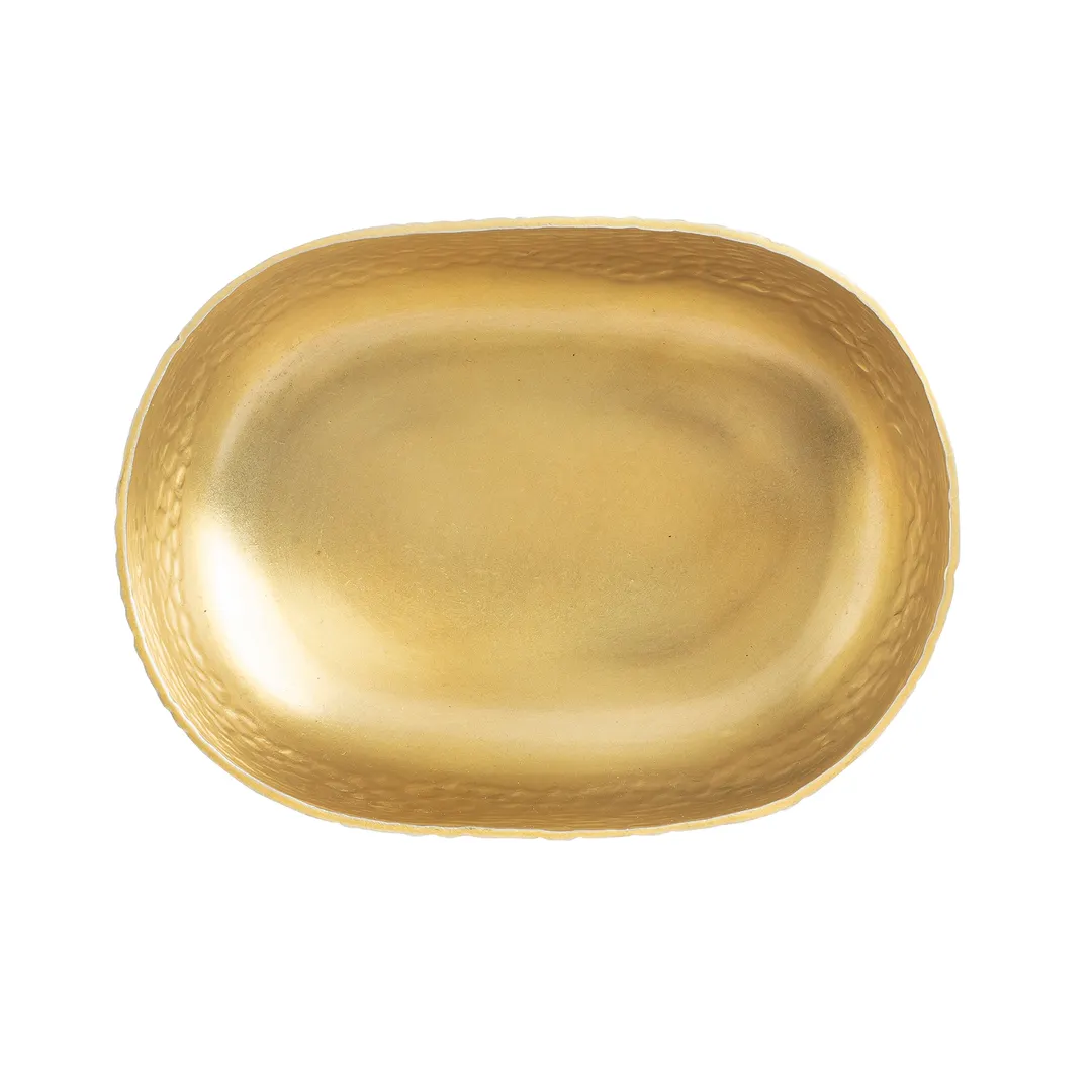 TableCraft Products 10705 - Oval Aluminum Bowl, 28 oz (0.9 Qt), Gold Powder Coat Finish