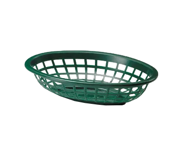 TableCraft 1071FG Side Order Basket – 8" x 5-1/4" x 2", Oval, Green, Polyethylene, Microwave Safe