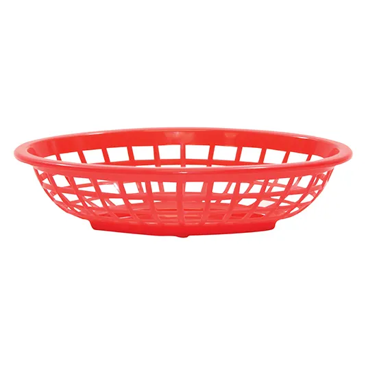 TableCraft 1071R Side Order Basket – 8" x 5-1/4" x 2", Oval, Red Polyethylene, 150°F, Microwave Safe